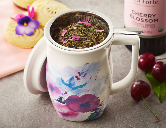 MAIN PDP | Fiore Steeping Cup and Infuser Verbena Blossom steeping loose tea