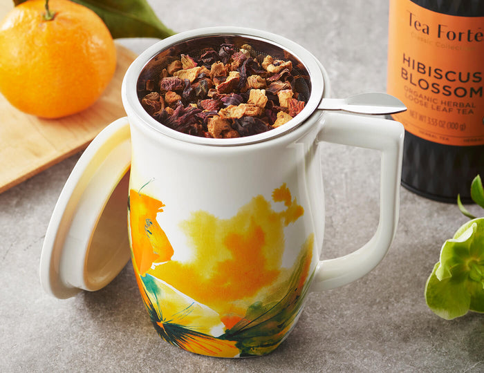 MAIN PDP | Fiore Steeping Cup and Infuser Wild Poppy with loose tea