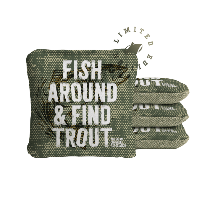 Fish Around Find Trout Limited Edition Synergy Soft Cornhole Bags | 05.26 DROP - 107041-132 | American Cornhole Association