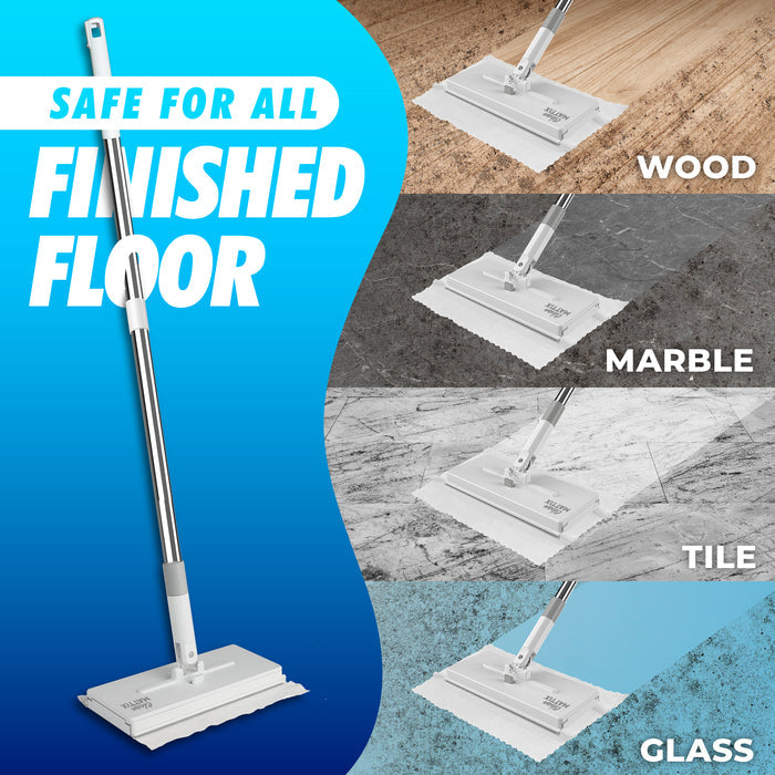 FlexiClamp Sweep & Mop Kit - Smarter Mop - Compatible with Swiffer Pads- for Home and Kitchen