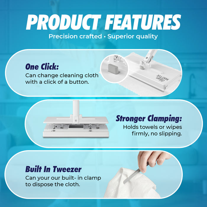FlexiClamp Sweep & Mop Kit - Smarter Mop - Compatible with Swiffer Pads- for Home and Kitchen