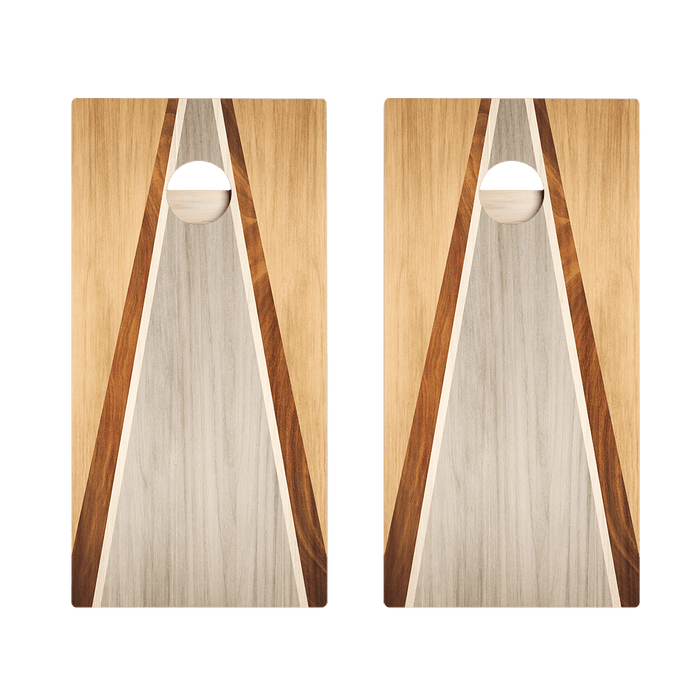 Full Triangle - Natural and Gray Wood Star Cornhole Boards - ACA - 000439 | American Cornhole Association