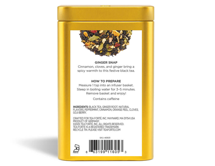 Ginger Snap Loose Leaf Tea Canister, back view