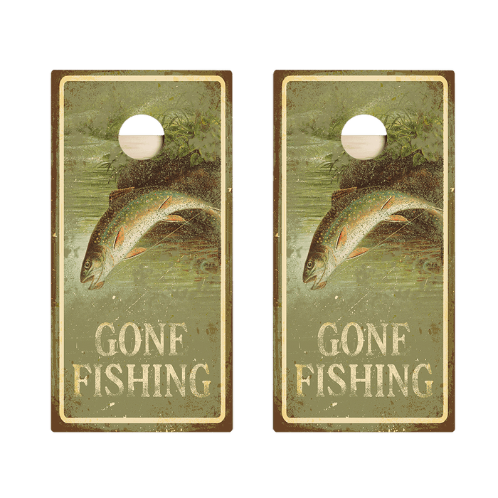 Gone Fishin Sign Star Cornhole Boards - ACA - 000389 | American Cornhole Association