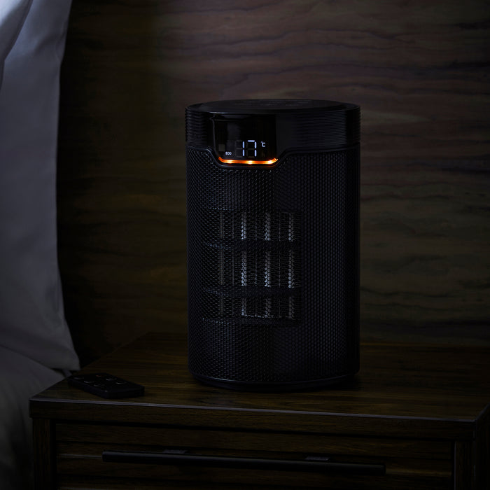 HeatFlux 1.5kw Bedside Ceramic Fan Heater with Remote Control - Black