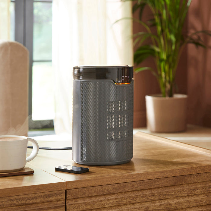 HeatFlux 1.5kw Bedside Ceramic Fan Heater with Remote Control - Grey
