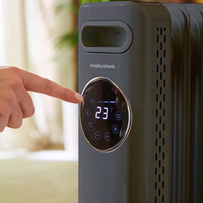 HeatFlux 1.5kw Digital Oil Filled Radiator with Remote Control - Grey