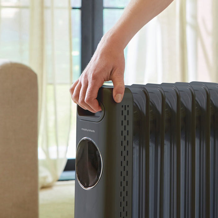HeatFlux 1.5kw Digital Oil Filled Radiator with Remote Control - Grey