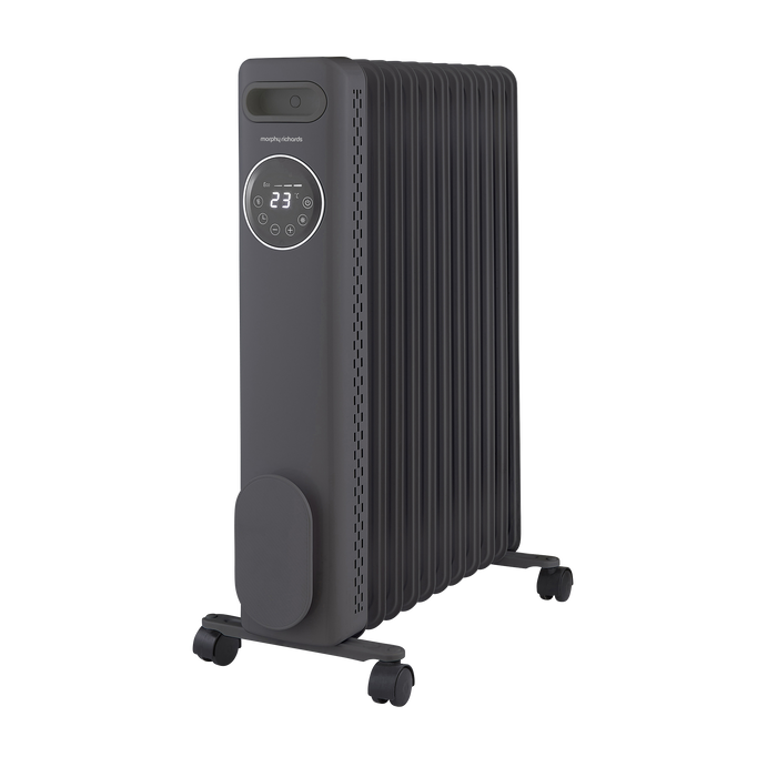 HeatFlux 2.5kw Digital Oil Filled Radiator with Remote Control - Grey