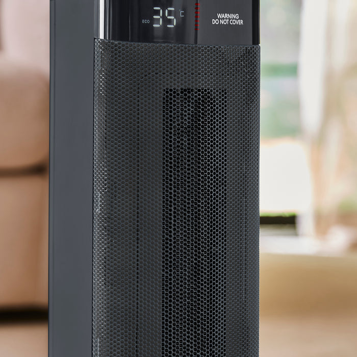 HeatFlux 2kw Digital Ceramic Tower Fan Heater with Remote Control - Grey
