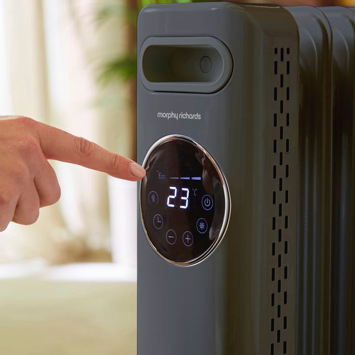 HeatFlux 2kw Digital Oil Filled Radiator with Remote Control - Grey