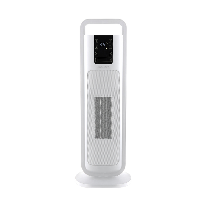 HeatFlux Ultra Thin 2kw Ceramic Tower Fan Heater with Remote Control - White