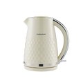 Cream-colored electric kettle with honeycomb pattern on a white background