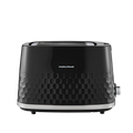 Black toaster with honeycomb pattern on a white background