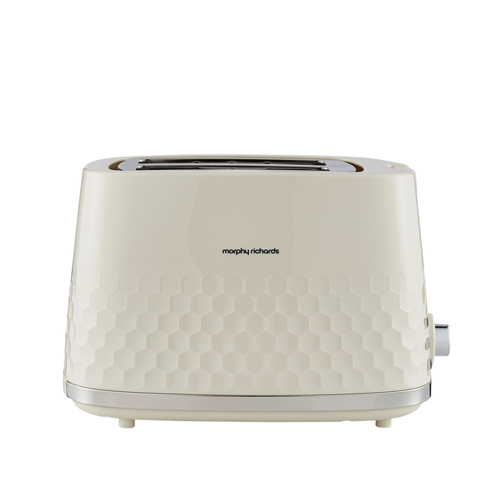 Cream toaster with honeycomb pattern on a white background