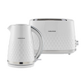 White Morphy Richards kettle and toaster set on a white background
