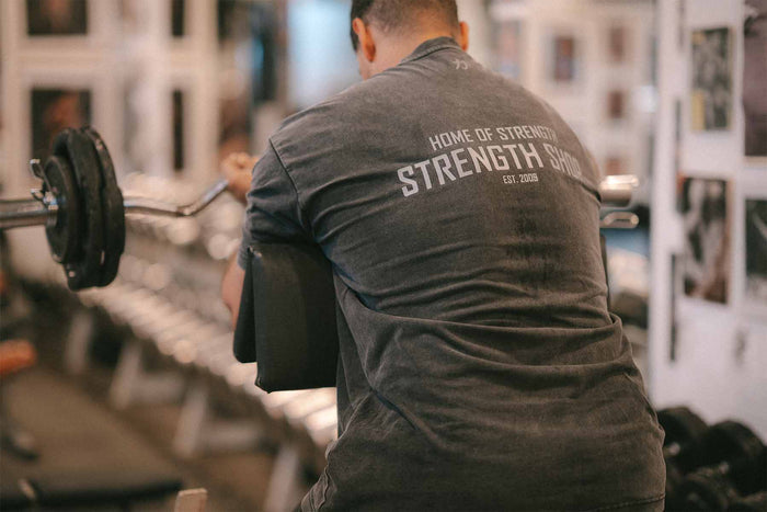 Home of Strength - T-Shirt, Stone-Washed Grey - Strength Shop