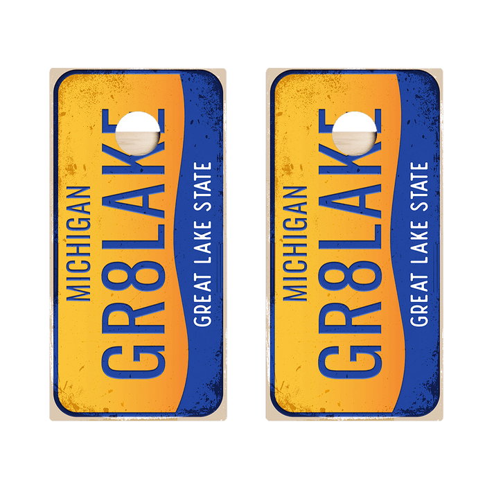 Home State License Plate Michigan Star Cornhole Boards, - American Cornhole Association