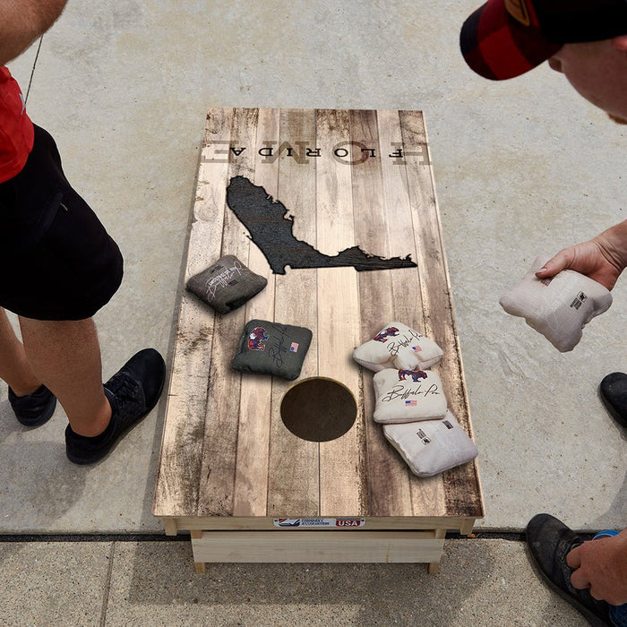 Home State Rustic Wood Florida Star Cornhole Boards - ACA - 000352 | American Cornhole Association