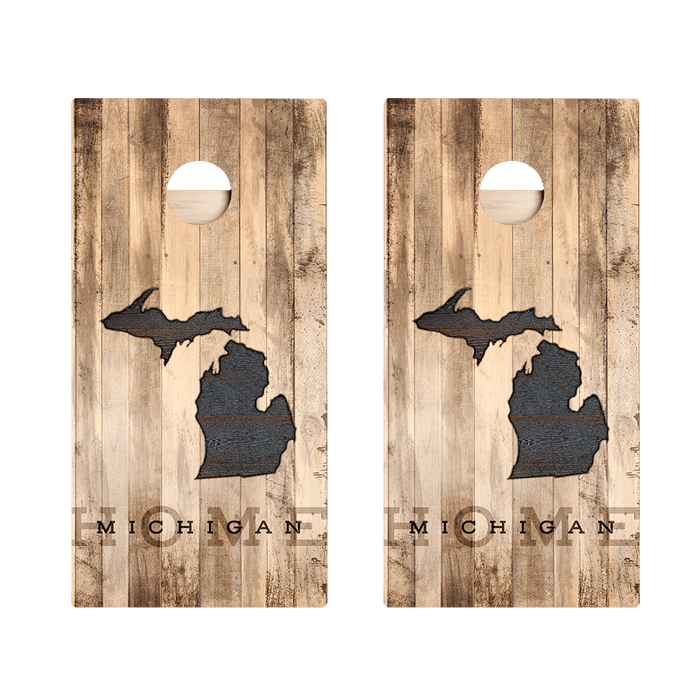 Home State Rustic Wood Michigan Star Cornhole Boards, - American Cornhole Association