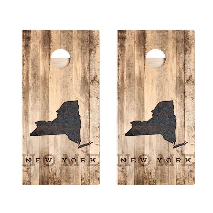 Home State Rustic Wood New York Star Cornhole Boards - ACA - 000354 | American Cornhole Association