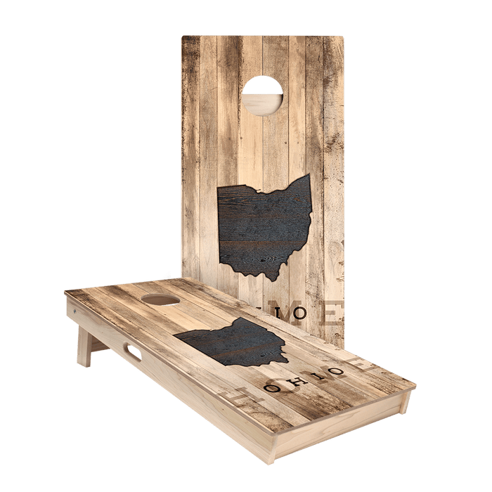 Home State Rustic Wood Ohio Star Cornhole Boards - ACA - 000355 | American Cornhole Association