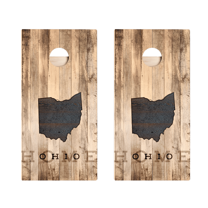 Home State Rustic Wood Ohio Star Cornhole Boards - ACA - 000355 | American Cornhole Association