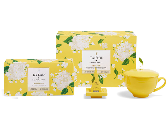 Hydrangea Gift Set with all items shown in front of the gift box