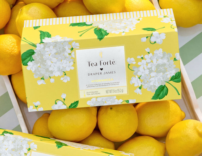 MAIN PDP | Hydrangea Presentation Box, closed  , laying on top of lemons