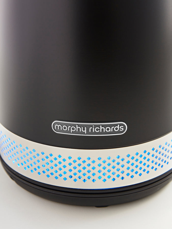 Close-up of a Morphy Richards electric kettle on a white background
