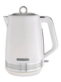 White electric kettle with Morphy Richards logo on a white background