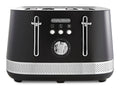 Black Morphy Richards toaster with silver accents on a white background