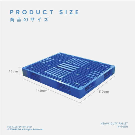 IND PLASTIC PALLET HEAVY DUTY BLUE 140X110X15CM DS (P1411-BLU)