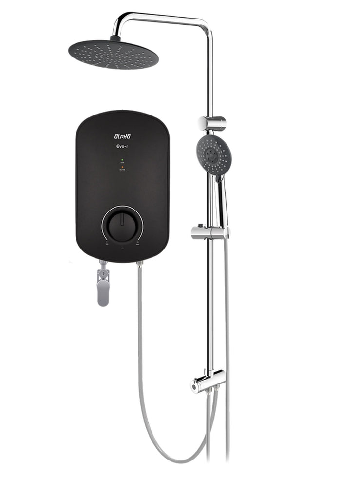 Instant Water Heater c/w Rain Shower - Matt Black