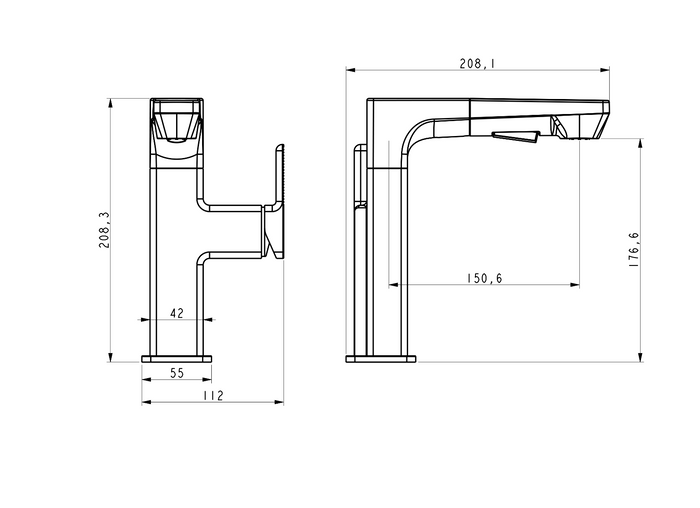 Intelligent Digital Pull-Out Wash Basin Mixer - Matt Gold