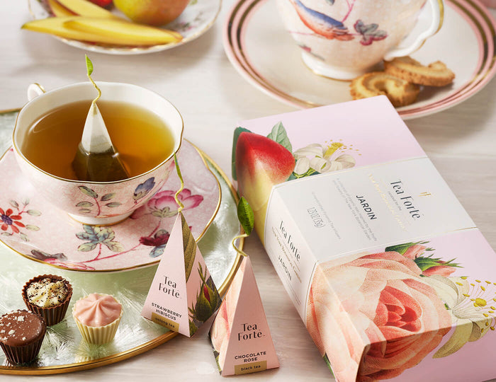 MAIN PDP | Jardin tea assortment in a 10 count petite presentation box on table