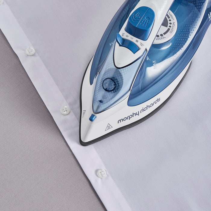 steam iron on white shirt