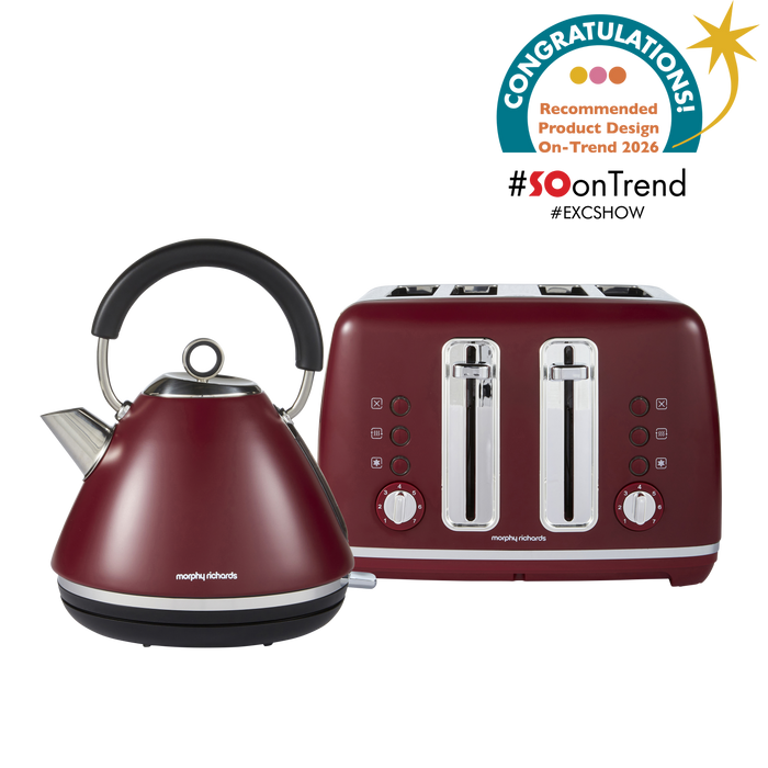 Morphy Richards burgundy kettle and toaster set