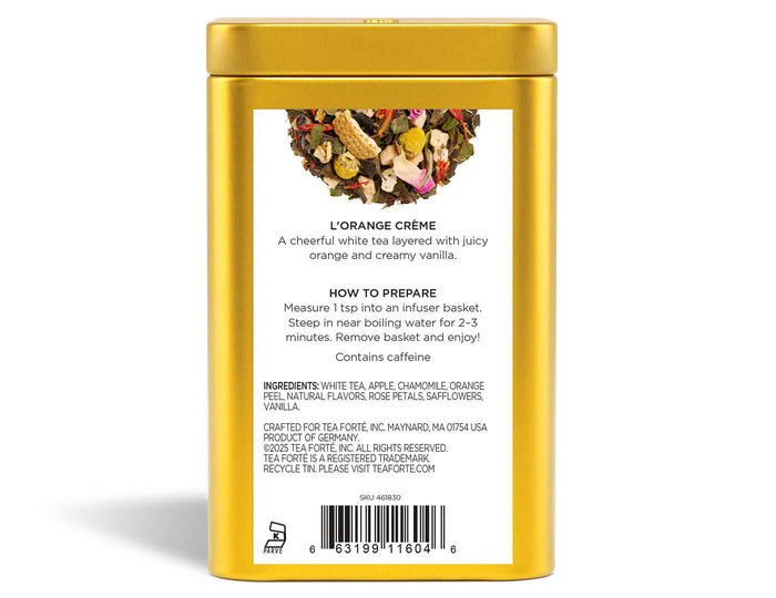L'Orange Crême Loose Leaf Tea Canister, back view