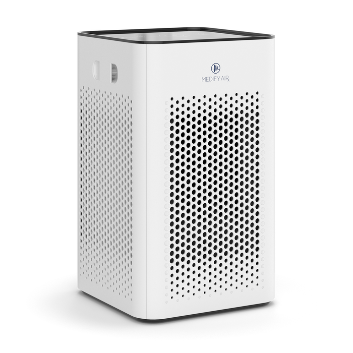 White rectangular medifyair ma-25 air purifier with perforated front panel for efficient air filtration