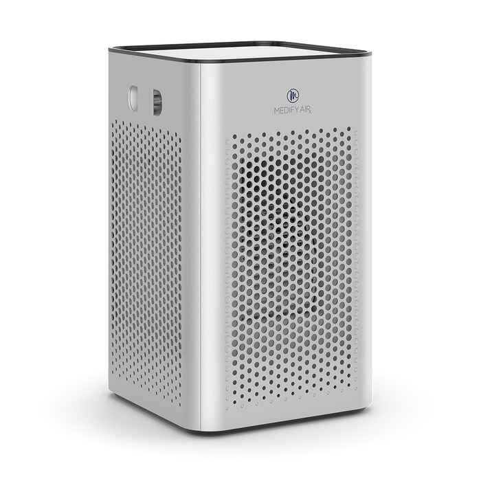 a silver colored MA 25 air purifier on a transparent background