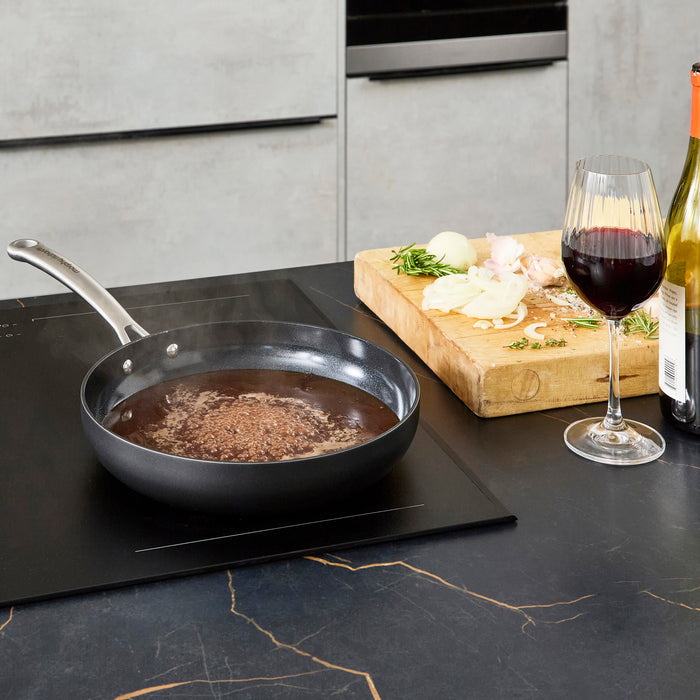 26cm Aluminium Non-Stick Frying Pan on an induction hob