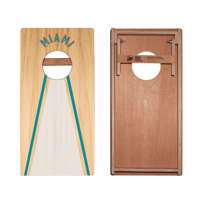 Miami Football Gameday Backyard 1x2 ft Cornhole Board Set - WACA - 500440 - WB | American Cornhole Association