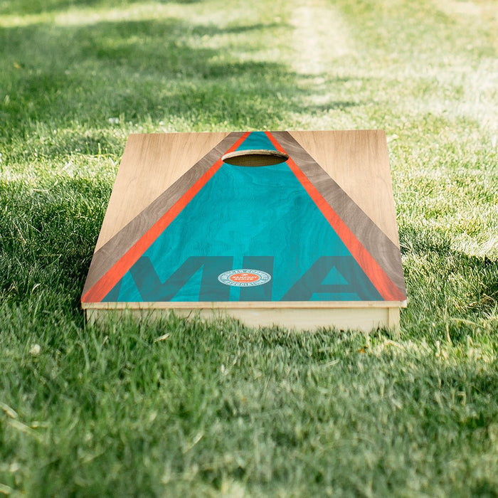 Miami Football Gameday Classic Triangle Star Cornhole Boards - ACA - 000463 | American Cornhole Association
