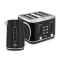 A black Morphy Richards Motive Jug Kettle and a 4-slice Morphy Richards Motive Toaster, both with chrome-plated trim.