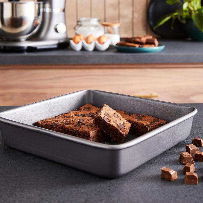 Brownies in a square cake tin