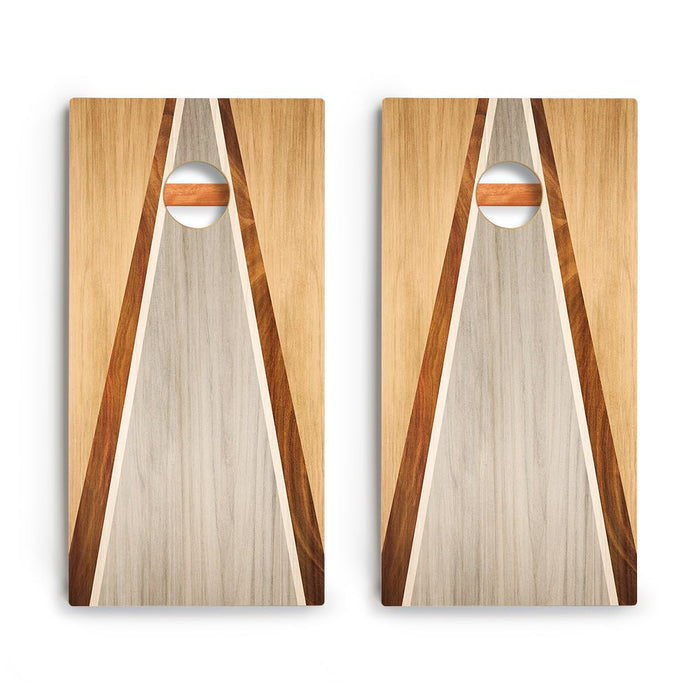 Natural & Gray Wood Triangle Backyard 2400 Cornhole Boards - WACA-000418 | American Cornhole Association