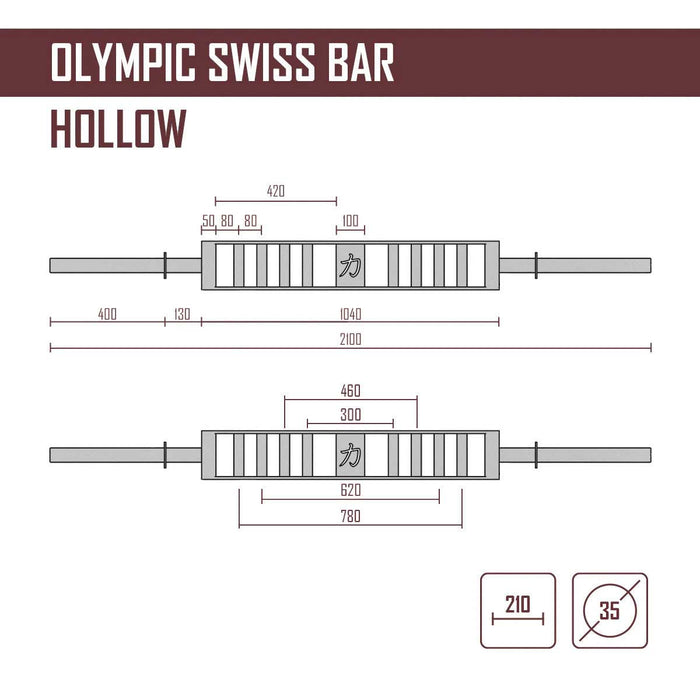 Olympic Swiss Bar – 15.5kg - Strength Shop