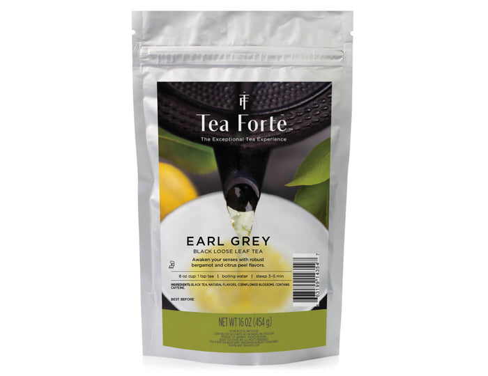 Earl Grey tea in a one pound pouch of loose tea