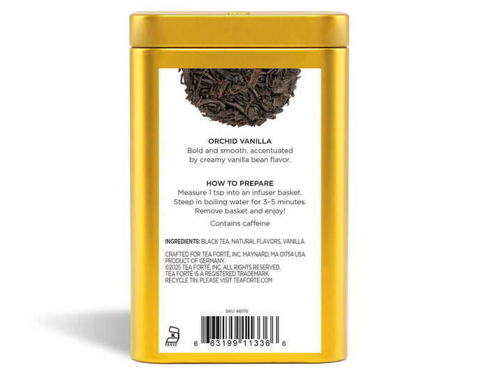Orchid Vanilla Loose Leaf Tea Canister - back view